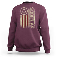 Sober AF Sweatshirt Alcoholism Addiction Recovery Rehabilitation Vintage American Flag