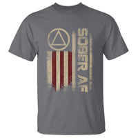 Sober AF T Shirt Alcoholism Addiction Recovery Rehabilitation Vintage American Flag