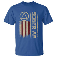 Sober AF T Shirt Alcoholism Addiction Recovery Rehabilitation Vintage American Flag