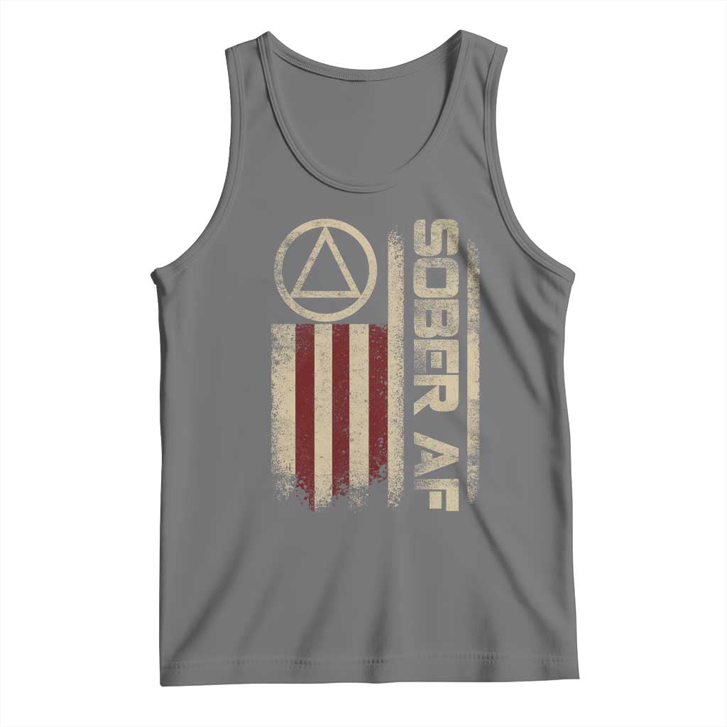 Sober AF Tank Top Alcoholism Addiction Recovery Rehabilitation Vintage American Flag