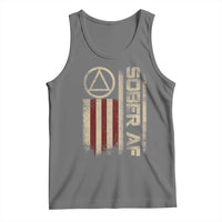 Sober AF Tank Top Alcoholism Addiction Recovery Rehabilitation Vintage American Flag