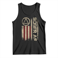Sober AF Tank Top Alcoholism Addiction Recovery Rehabilitation Vintage American Flag