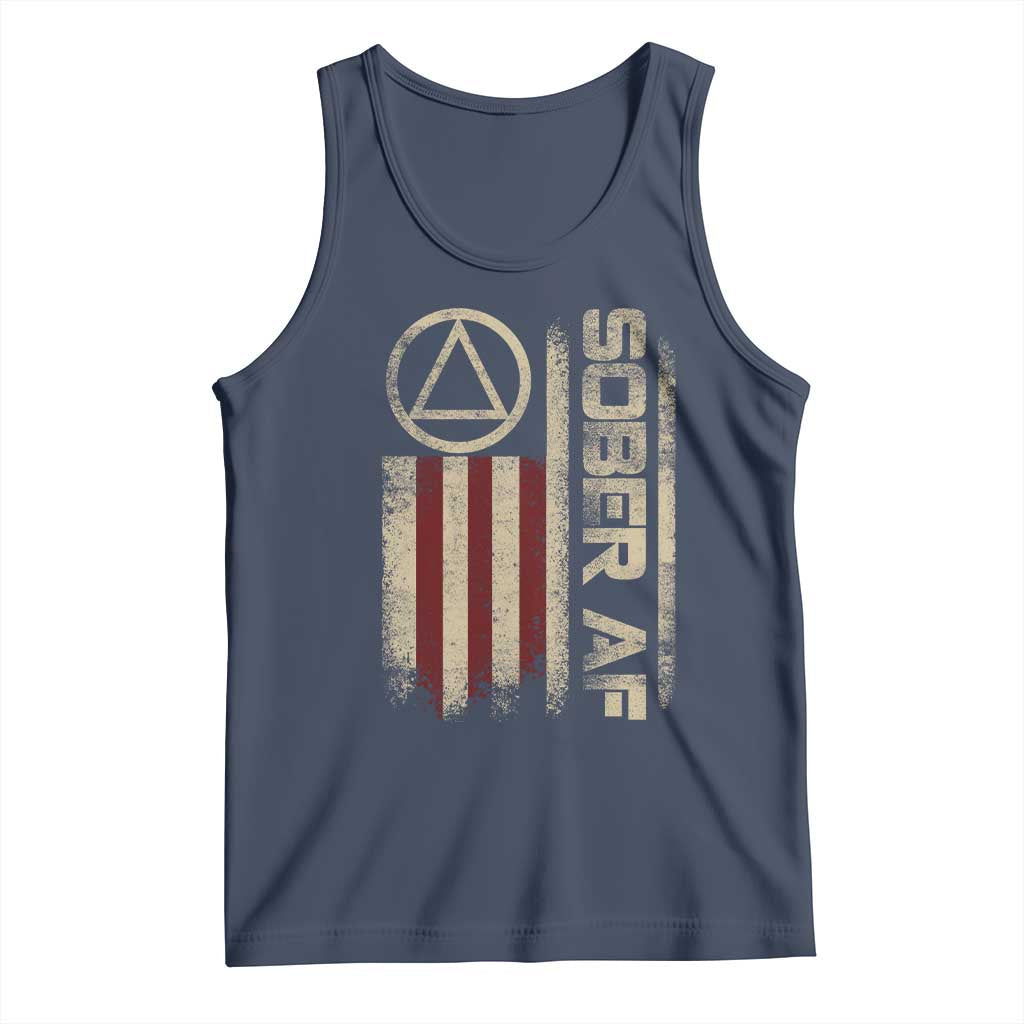 Sober AF Tank Top Alcoholism Addiction Recovery Rehabilitation Vintage American Flag