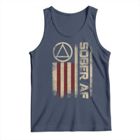 Sober AF Tank Top Alcoholism Addiction Recovery Rehabilitation Vintage American Flag