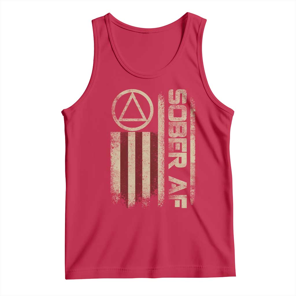 Sober AF Tank Top Alcoholism Addiction Recovery Rehabilitation Vintage American Flag