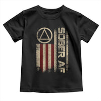 Sober AF Toddler T Shirt Alcoholism Addiction Recovery Rehabilitation Vintage American Flag