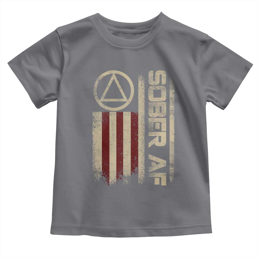 Sober AF Toddler T Shirt Alcoholism Addiction Recovery Rehabilitation Vintage American Flag
