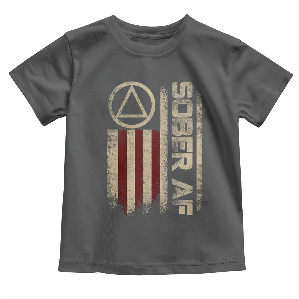 Sober AF Toddler T Shirt Alcoholism Addiction Recovery Rehabilitation Vintage American Flag