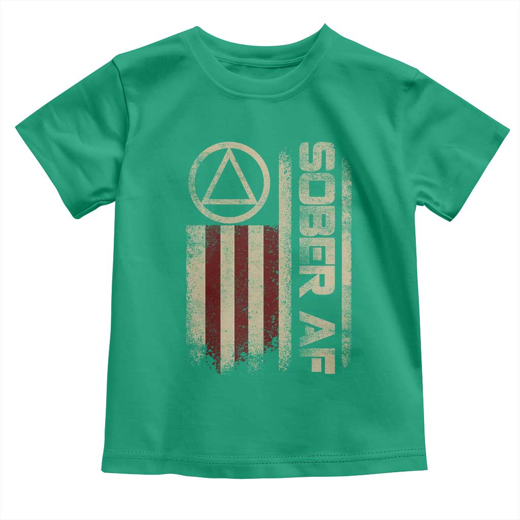Sober AF Toddler T Shirt Alcoholism Addiction Recovery Rehabilitation Vintage American Flag