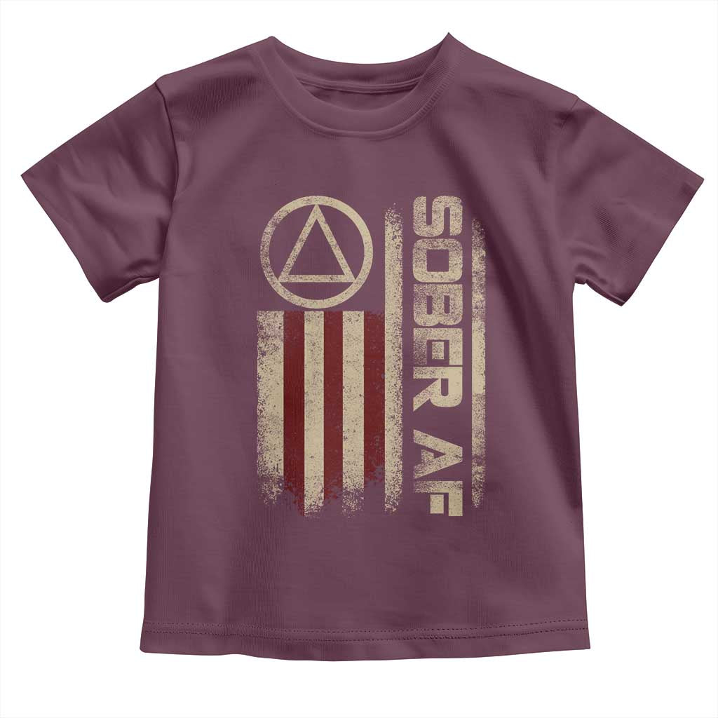 Sober AF Toddler T Shirt Alcoholism Addiction Recovery Rehabilitation Vintage American Flag