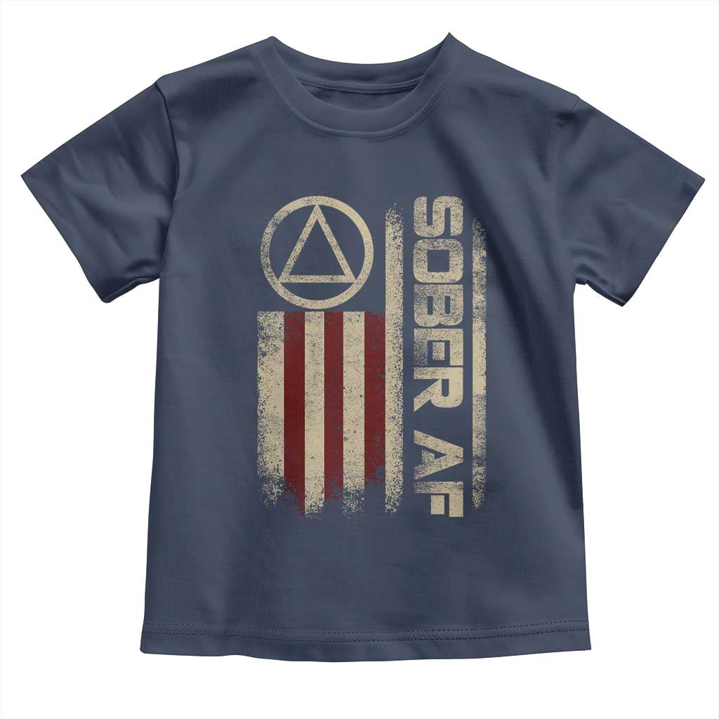 Sober AF Toddler T Shirt Alcoholism Addiction Recovery Rehabilitation Vintage American Flag