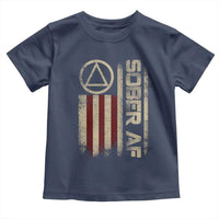 Sober AF Toddler T Shirt Alcoholism Addiction Recovery Rehabilitation Vintage American Flag