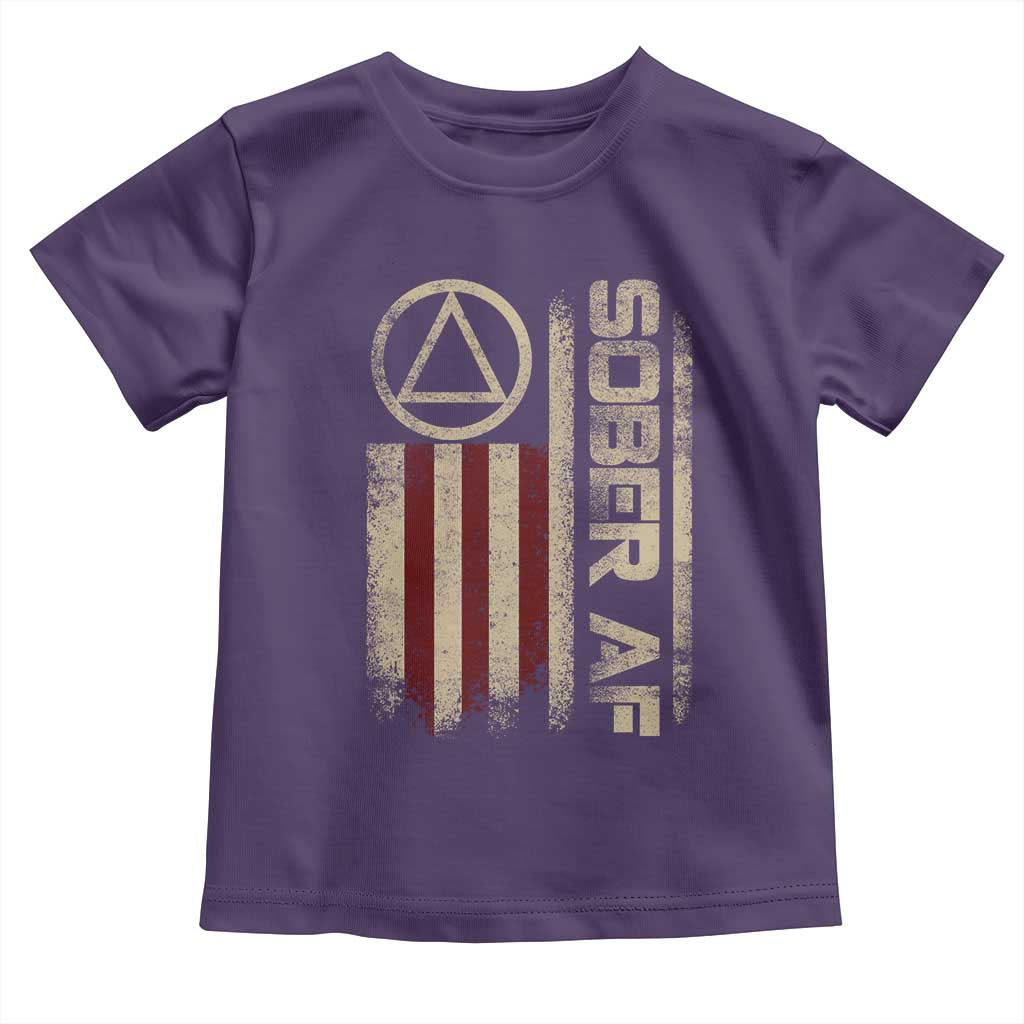 Sober AF Toddler T Shirt Alcoholism Addiction Recovery Rehabilitation Vintage American Flag