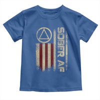 Sober AF Toddler T Shirt Alcoholism Addiction Recovery Rehabilitation Vintage American Flag