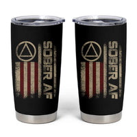 Sober AF Tumbler Cup Alcoholism Addiction Recovery Rehabilitation Vintage American Flag