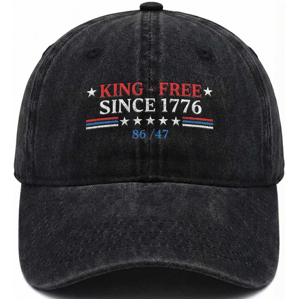 Funny King Free Since 1776 8647 Washed Cotton Baseball Cap