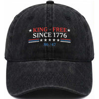 Funny King Free Since 1776 8647 Washed Cotton Baseball Cap