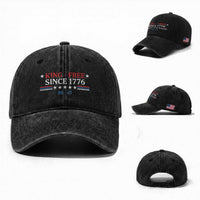 Funny King Free Since 1776 8647 Washed Cotton Baseball Cap