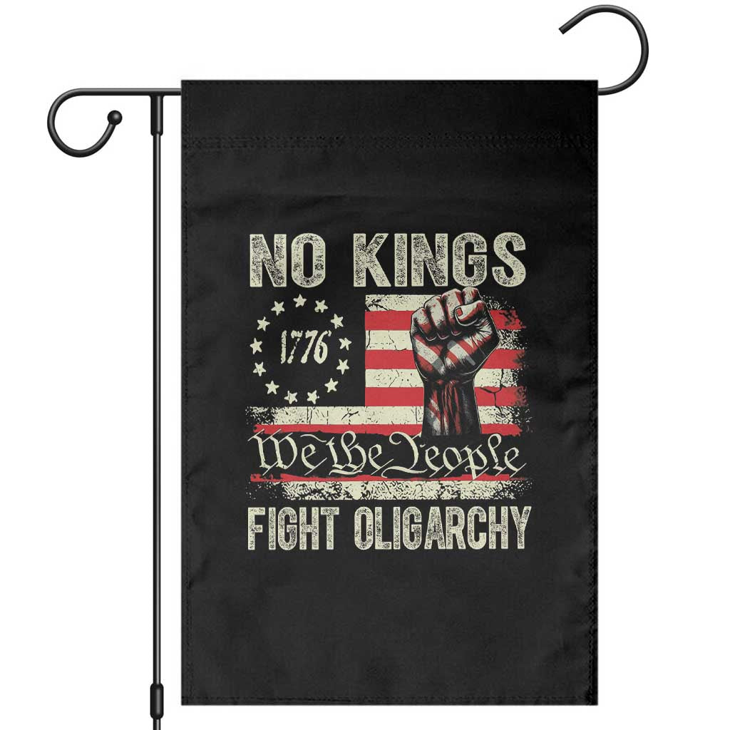 Funny No Kings Fight Oligarchy Garden Flag Betsy Ross Flag Hand Fist - Wonder Print Shop