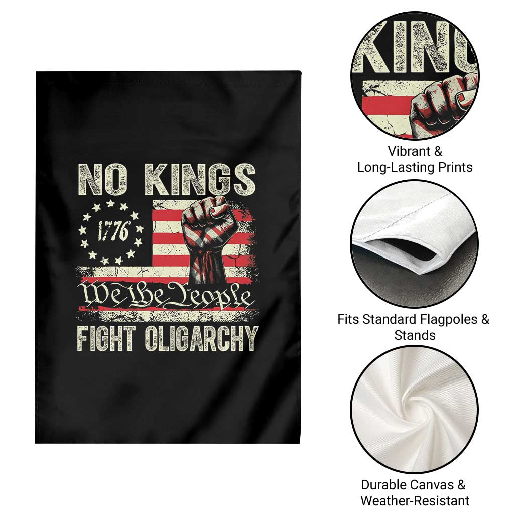 Funny No Kings Fight Oligarchy Garden Flag Betsy Ross Flag Hand Fist - Wonder Print Shop