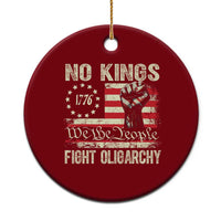 Funny No Kings Fight Oligarchy Ceramic Ornament Betsy Ross Flag Hand Fist - Wonder Print Shop