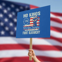 Funny No Kings Fight Oligarchy Protest Sign Betsy Ross Flag Hand Fist - Wonder Print Shop