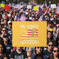Funny No Kings Fight Oligarchy Protest Sign Betsy Ross Flag Hand Fist - Wonder Print Shop