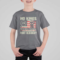 Funny No Kings Fight Oligarchy T Shirt For Kid Betsy Ross Flag Hand Fist - Wonder Print Shop