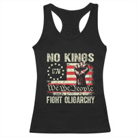 Funny No Kings Fight Oligarchy Racerback Tank Top Betsy Ross Flag Hand Fist - Wonder Print Shop