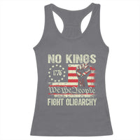 Funny No Kings Fight Oligarchy Racerback Tank Top Betsy Ross Flag Hand Fist - Wonder Print Shop
