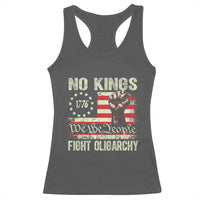 Funny No Kings Fight Oligarchy Racerback Tank Top Betsy Ross Flag Hand Fist - Wonder Print Shop