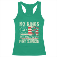 Funny No Kings Fight Oligarchy Racerback Tank Top Betsy Ross Flag Hand Fist - Wonder Print Shop