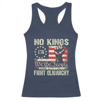 Funny No Kings Fight Oligarchy Racerback Tank Top Betsy Ross Flag Hand Fist - Wonder Print Shop