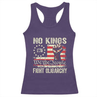 Funny No Kings Fight Oligarchy Racerback Tank Top Betsy Ross Flag Hand Fist - Wonder Print Shop