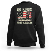 Funny No Kings Fight Oligarchy Sweatshirt Betsy Ross Flag Hand Fist - Wonder Print Shop