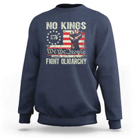 Funny No Kings Fight Oligarchy Sweatshirt Betsy Ross Flag Hand Fist - Wonder Print Shop