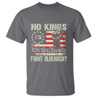 Funny No Kings Fight Oligarchy T Shirt Betsy Ross Flag Hand Fist - Wonder Print Shop