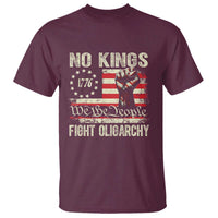 Funny No Kings Fight Oligarchy T Shirt Betsy Ross Flag Hand Fist - Wonder Print Shop