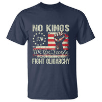 Funny No Kings Fight Oligarchy T Shirt Betsy Ross Flag Hand Fist - Wonder Print Shop