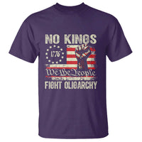 Funny No Kings Fight Oligarchy T Shirt Betsy Ross Flag Hand Fist - Wonder Print Shop