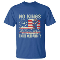 Funny No Kings Fight Oligarchy T Shirt Betsy Ross Flag Hand Fist - Wonder Print Shop