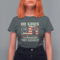 Funny No Kings Fight Oligarchy T Shirt For Women Betsy Ross Flag Hand Fist - Wonder Print Shop