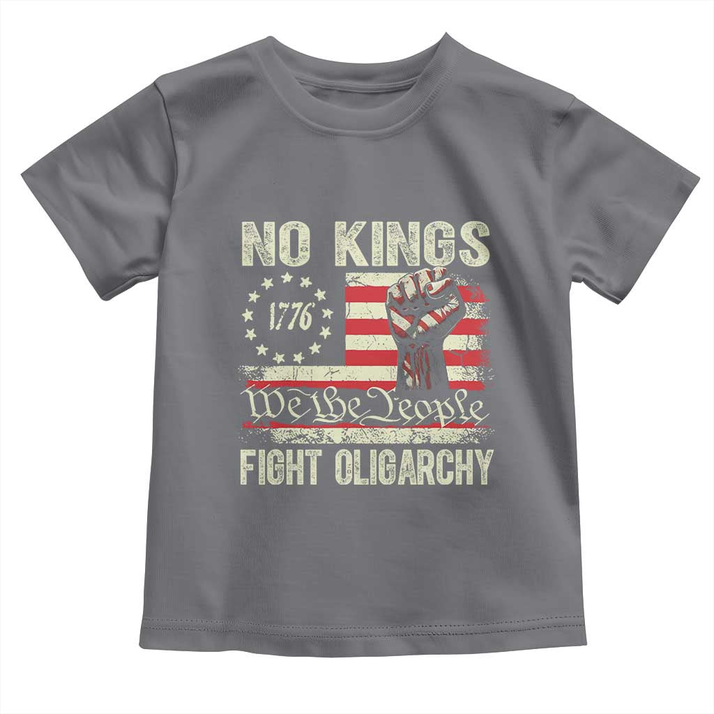 Funny No Kings Fight Oligarchy Toddler T Shirt Betsy Ross Flag Hand Fist - Wonder Print Shop