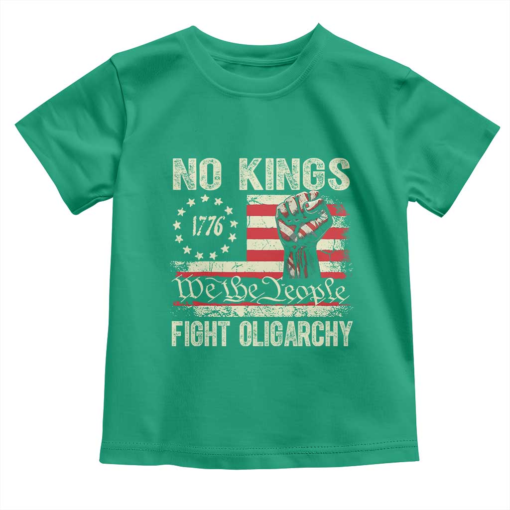 Funny No Kings Fight Oligarchy Toddler T Shirt Betsy Ross Flag Hand Fist - Wonder Print Shop