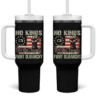Funny No Kings Fight Oligarchy Tumbler With Handle Betsy Ross Flag Hand Fist - Wonder Print Shop