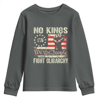 Funny No Kings Fight Oligarchy Youth Sweatshirt Betsy Ross Flag Hand Fist - Wonder Print Shop