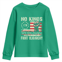 Funny No Kings Fight Oligarchy Youth Sweatshirt Betsy Ross Flag Hand Fist - Wonder Print Shop