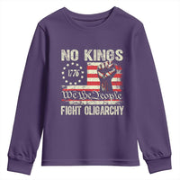 Funny No Kings Fight Oligarchy Youth Sweatshirt Betsy Ross Flag Hand Fist - Wonder Print Shop