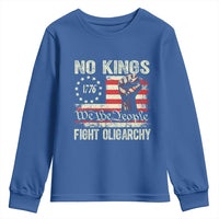 Funny No Kings Fight Oligarchy Youth Sweatshirt Betsy Ross Flag Hand Fist - Wonder Print Shop