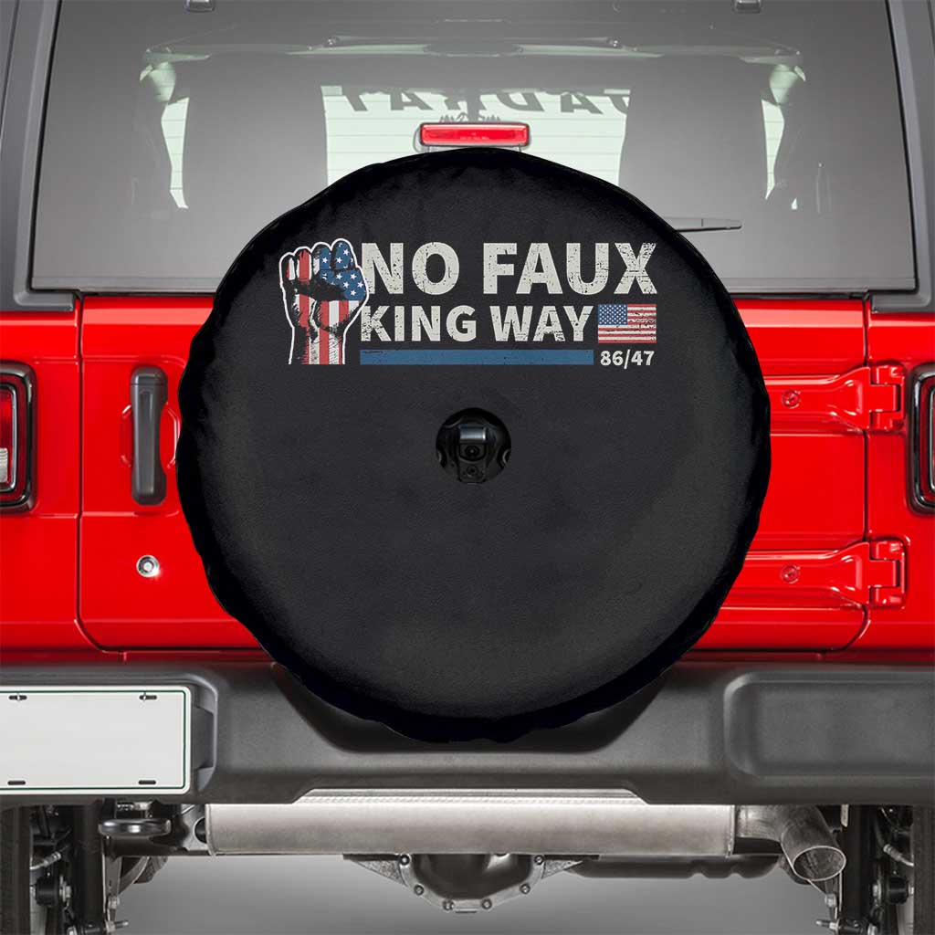 Funny No Faux King Way 8647 Spare Tire Cover Vintage American Flag